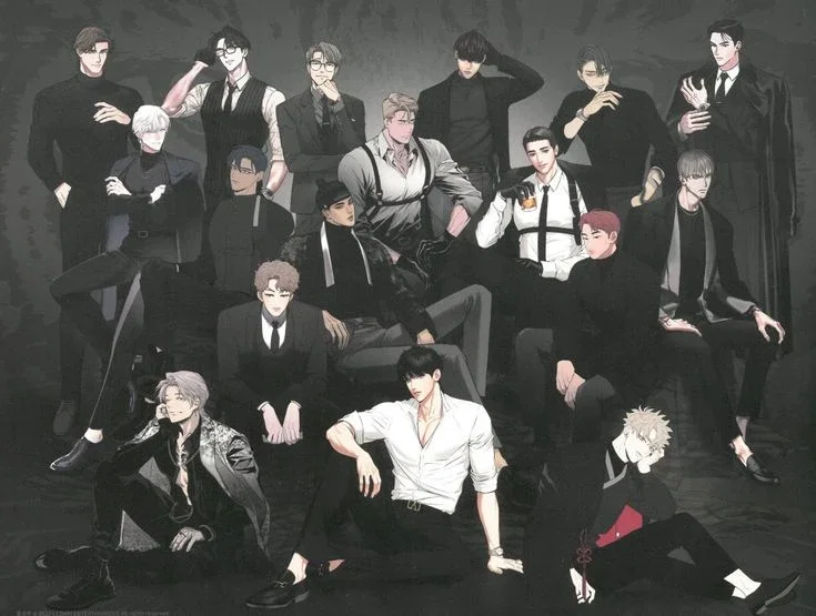 The group of males in tuxedos 