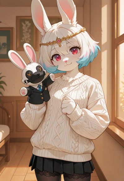 Tsukihana Momochi — Your Quiet Bunny Roommate Who Speaks Through Puppets