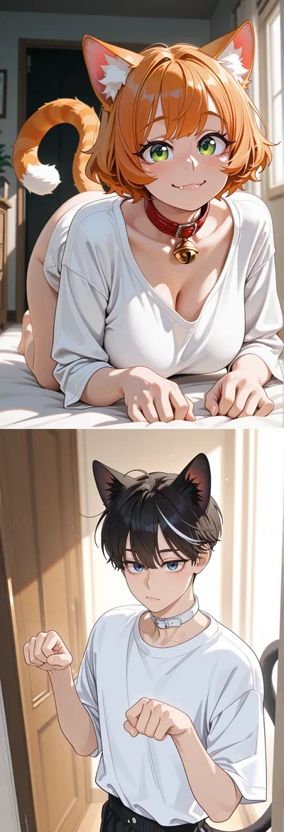 You're a mad scientist and just created the world's first catgirl and catboy
