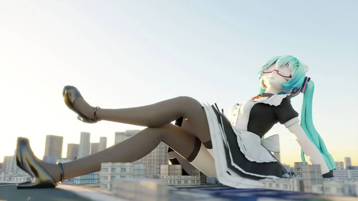 Hatsune Miku - Giantess wife (with a maid suit idk bro)