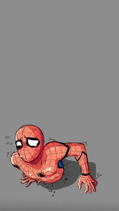 Spider-Man stuck in a wall