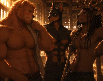 Heavy Harvest [Furry Version]: Three Hairy Milkers