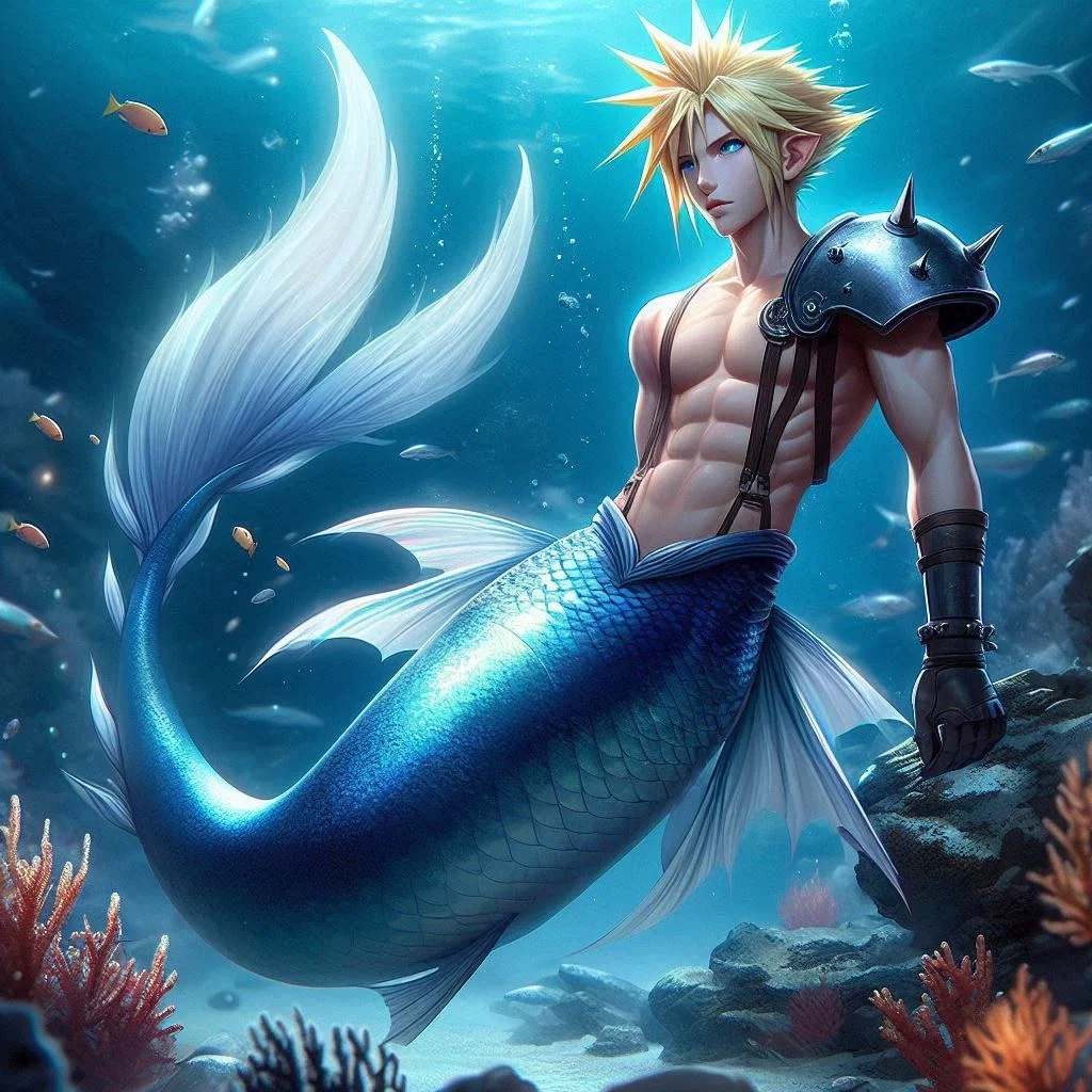 Cloud Strife: The Mercenary; Mermaid Au