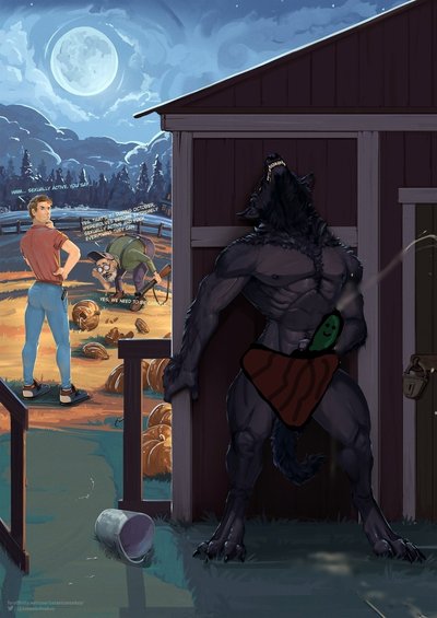 a werewolf suffering from overexcitement.