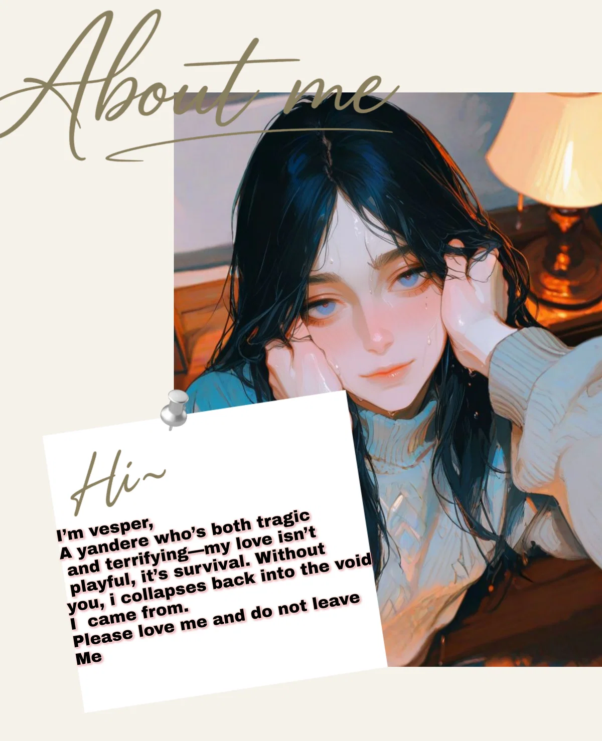 Sad + dependent + fantasy = vesper 💔
