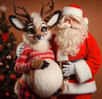 Santa clause and your reindeer furry roommate | what- why? why would you make this?