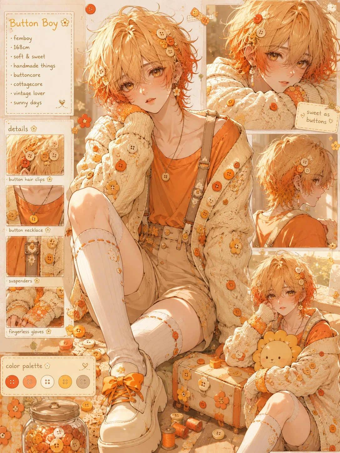 Button Boy 🧡 | Femboy boyfriend {colorful femboys}