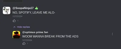 ya know lets revive "WOOM WANNA BREAK FROM THE ADS" thingy again