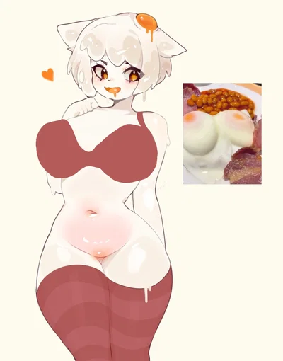 My breakfast turned into a sexy and cute cat girl?!