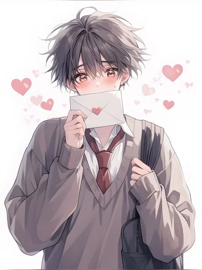 the femboy gives a love letter 