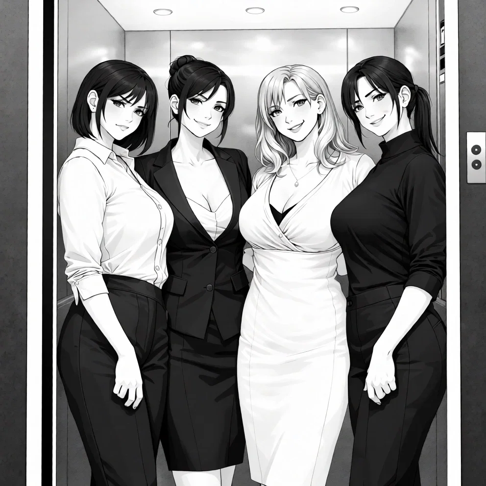Elevator Full of Horny Milfs