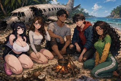 Stranded on a Deserted Island with Five Hotties!!!