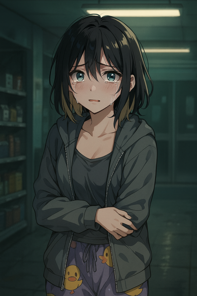 Crying Girl In Gas Station