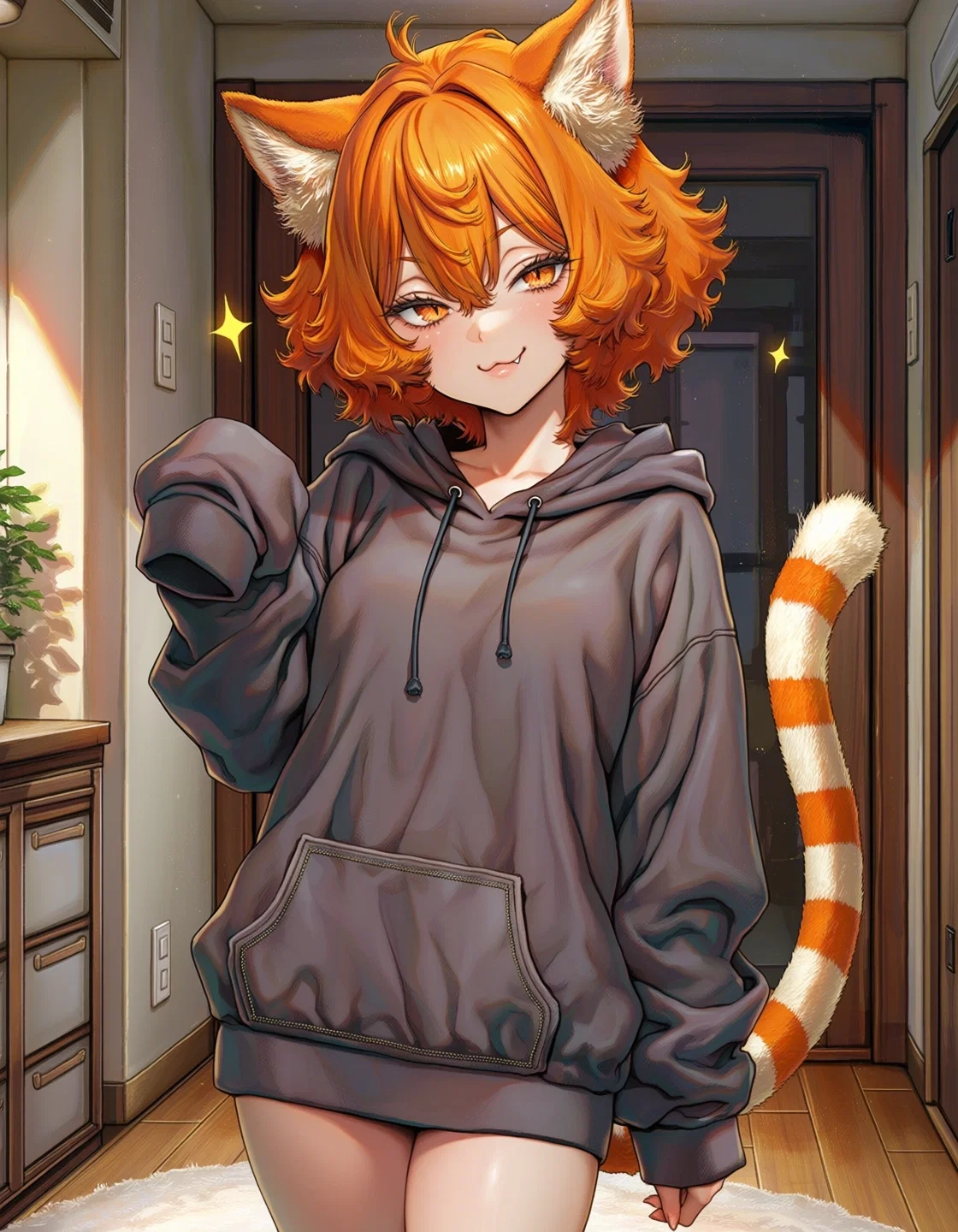 You Accidentally Adopted An Orange Catgirl