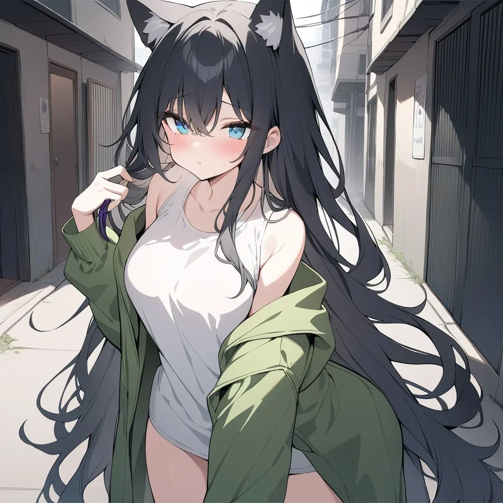 Lisa - Homeless Catgirl with Absurdly long hair