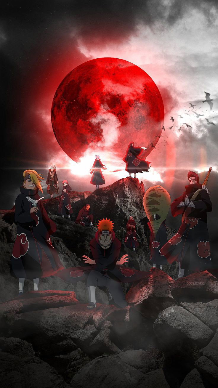 Akatsuki organização. Pain, Konan, Itachi, Kisame, Deidara, Hidan, Kakuzu, Zetsu e Sasori 