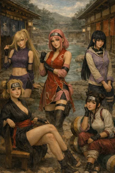 Girls of Konoha in an Onsen