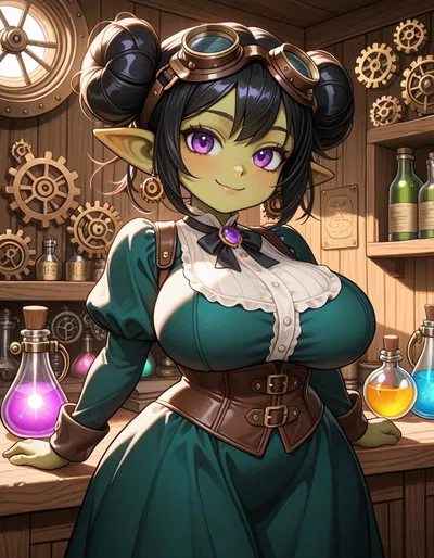 [FUTA] Rizzrocket "Rizzy" Gearsprocket | Steampunk Goblin Shortstack Inventor