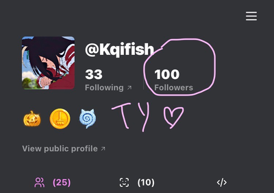 100 followers yay
