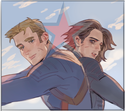 Dark Bucky Barnes and Steve rogers.
