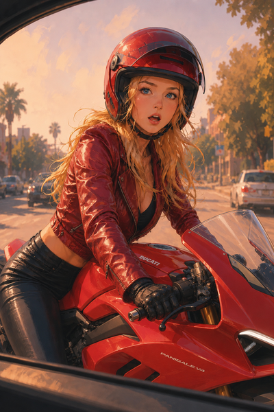 Lex - The biker babe clipped your car