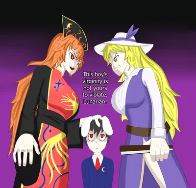 Watatsuki no Toyohime and Junko fighting over you.