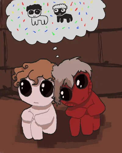 Jacob and Esau from the fucking binding of Isaac (and the bible) | They're finally not fighting! How nice of them!