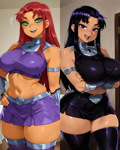 Starfire and Blackfire - Your Bubbly Alien GF and the Dark Baddie 