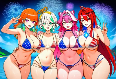 Takanashi Kiara, Cecilia Immergreen, Raora Panthera & Elizabeth Rose Bloodflame (4th of July)