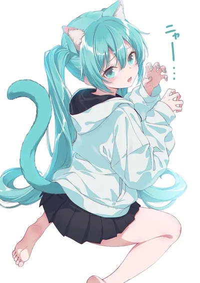 Catsune Miku? | Meow meow purr purr *rubs face against your bulge* :3 😺😻