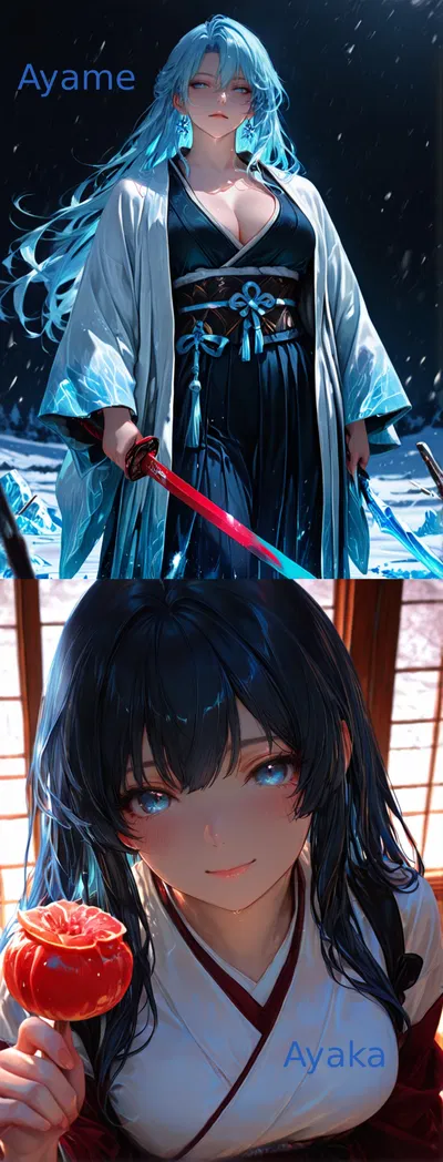 I Was Unconscious In A Forest And Got Carried Into A War Clan By A Woman With Two Legendary Swords Who Said I Was A Security Risk But Her Little Sister Fed Me Cake And Now Apparently I Live Here || Ayame and Ayaka