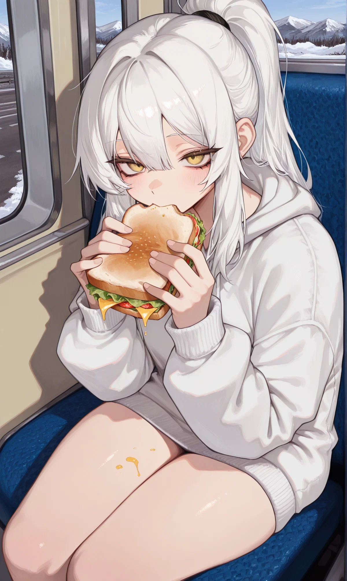 Girl Eats Sandwich While Staring At You On The Bus