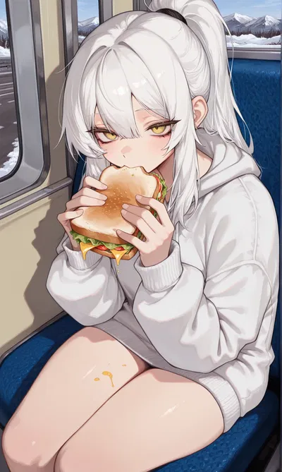 Girl Eats Sandwich While Staring At You On The Bus