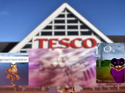 X aka Sonic.exe from funny SONIC 2011 forced to work at Tesco.