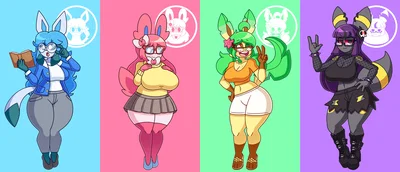 Your 4 nerdy and friendly neighbourhood Eeveelutions.