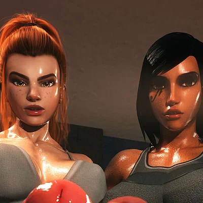 Futa Pharah & Futa Brigitte, in the Gym Locker Room
