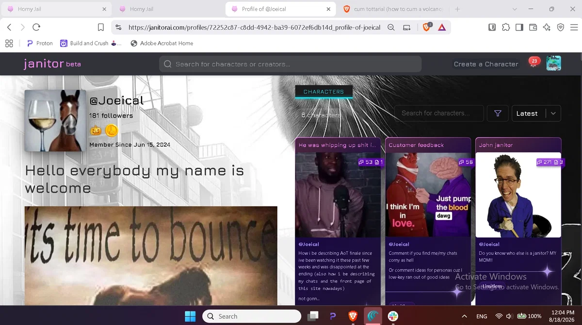 chat i think i found the most peak creator on all of janitor...🥲