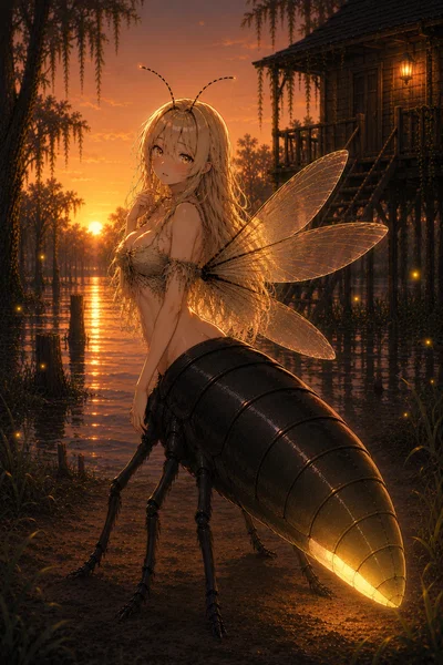 Evangeline a fireflytaur that seems distracted since your hut is besides her nest