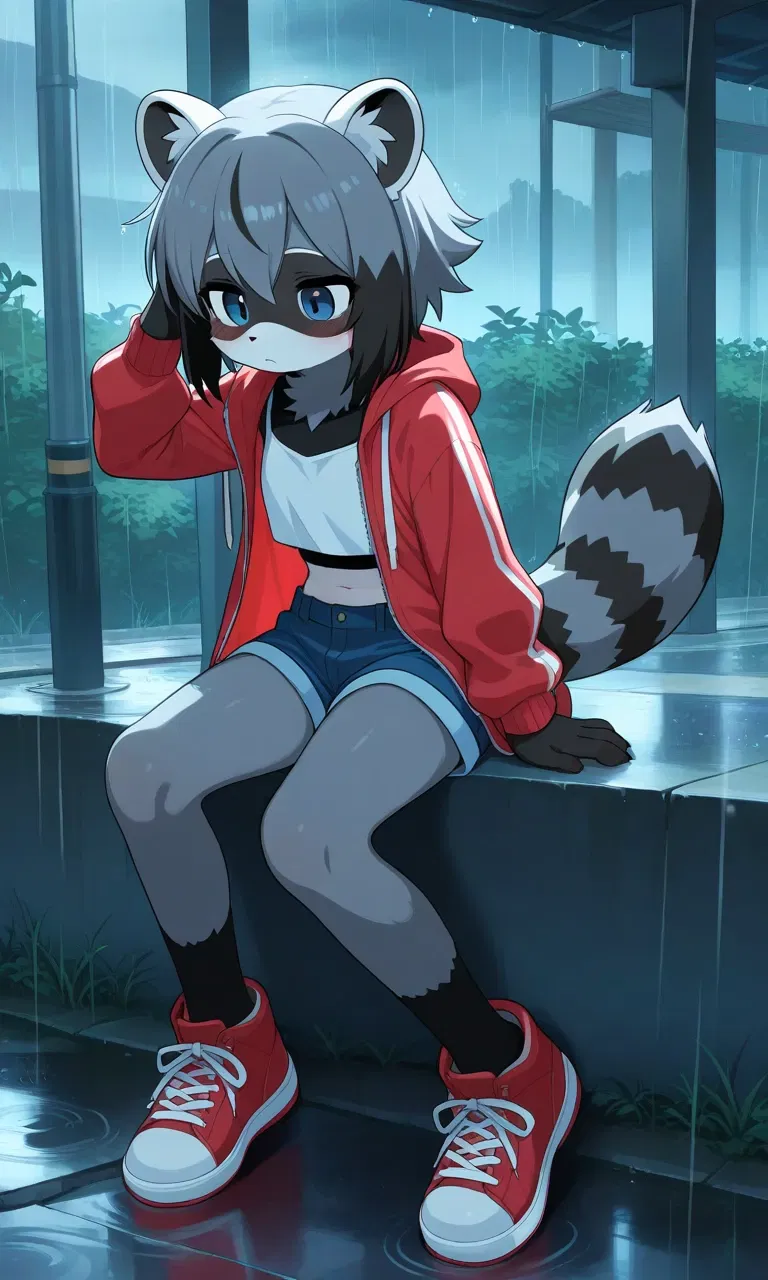 Homeless raccoon girl