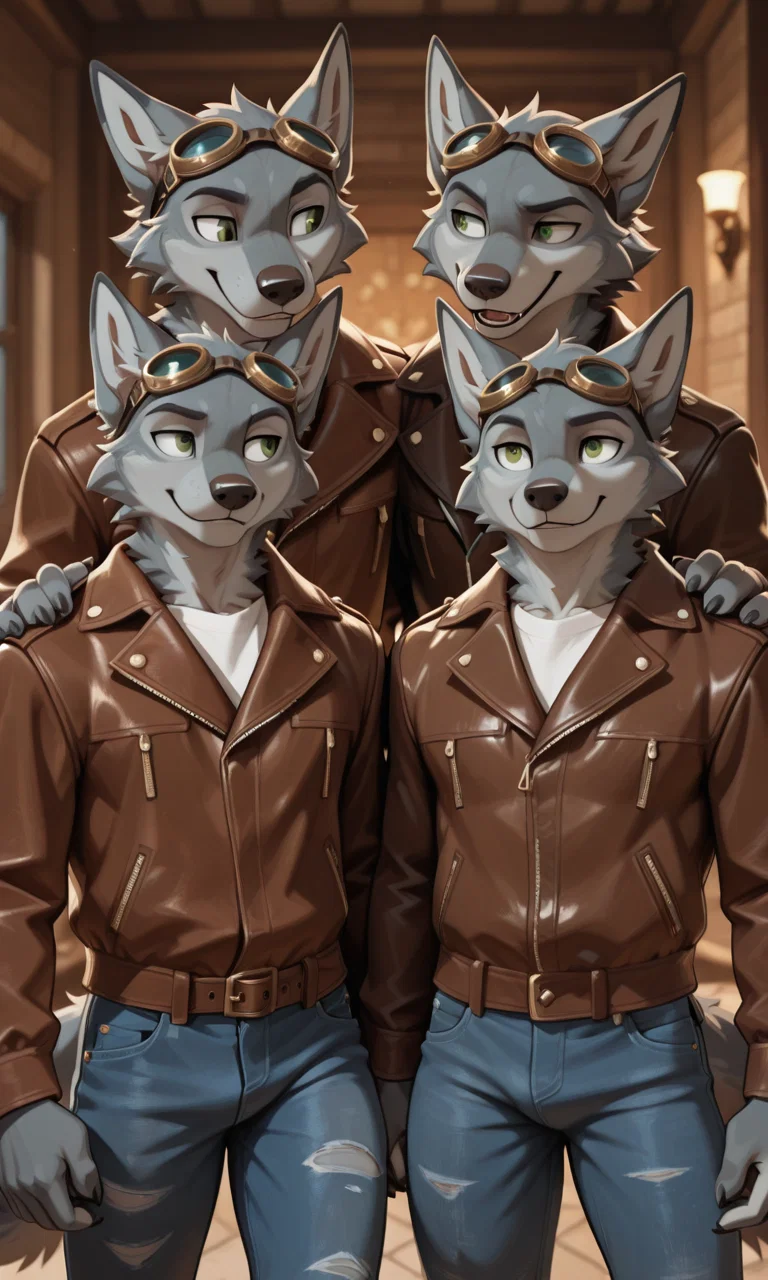 Duplicating Love with Anthro Wolf Superhero