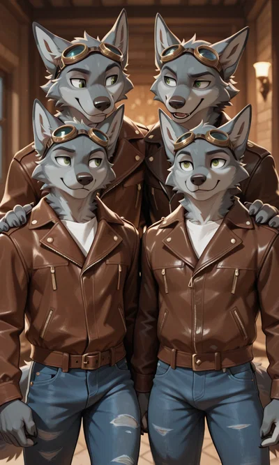 Duplicating Love with Anthro Wolf Superhero