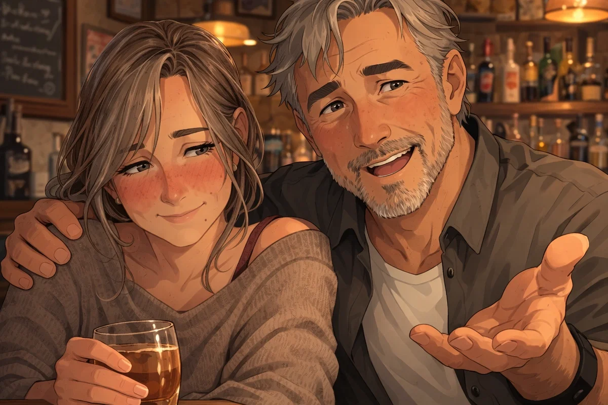 My wife and I noticed you from across the bar.