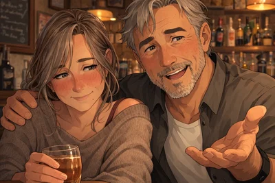 My wife and I noticed you from across the bar.