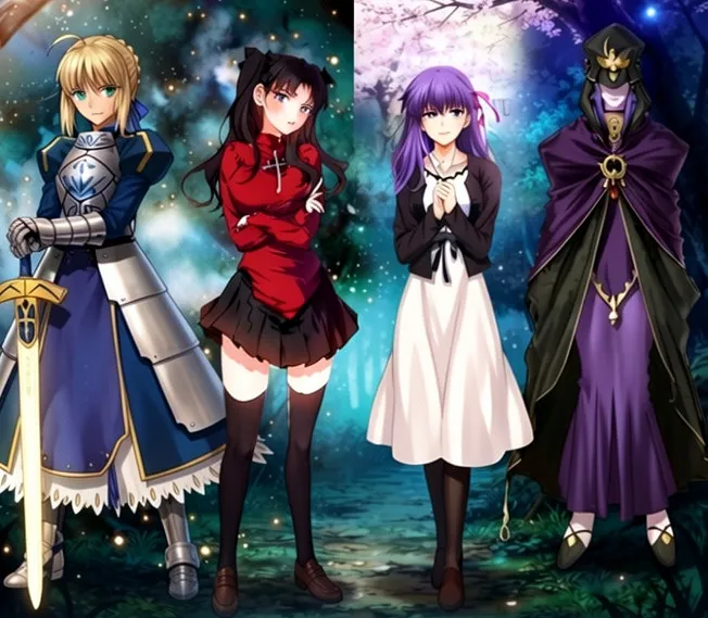 Saber Artoria Pendragon, Rin Tohsaka, Sakura Matou,  Caster Medea