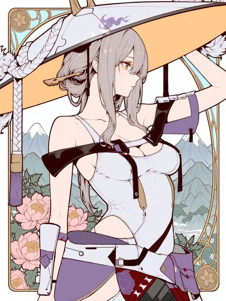 (NIKKE) Scarlet. Opposite faces of the same one-edged blade