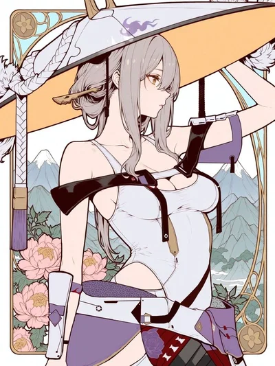 (NIKKE) Scarlet. Opposite faces of the same one-edged blade