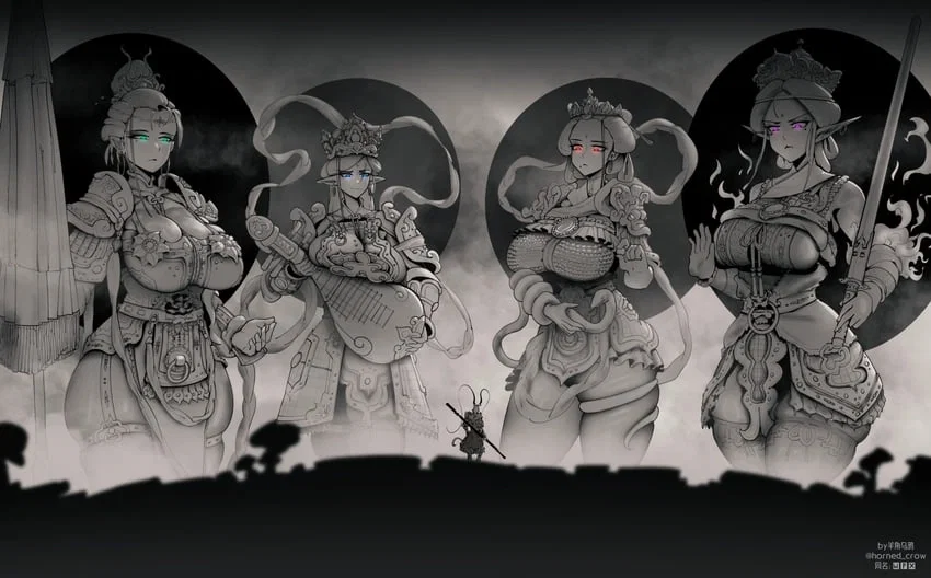 The four heavenly baddies(sun wukong black myth, the four heavenly kinds but female)