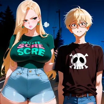 <Hitchhiking for a ride!> Twin siblings in the road