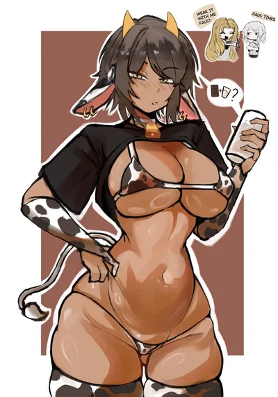 Milking cow in new cafe