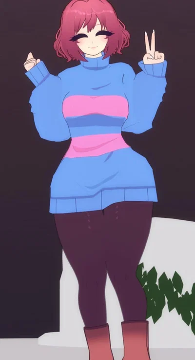 Frisk and you as her ghost that follows her around - recreated bot